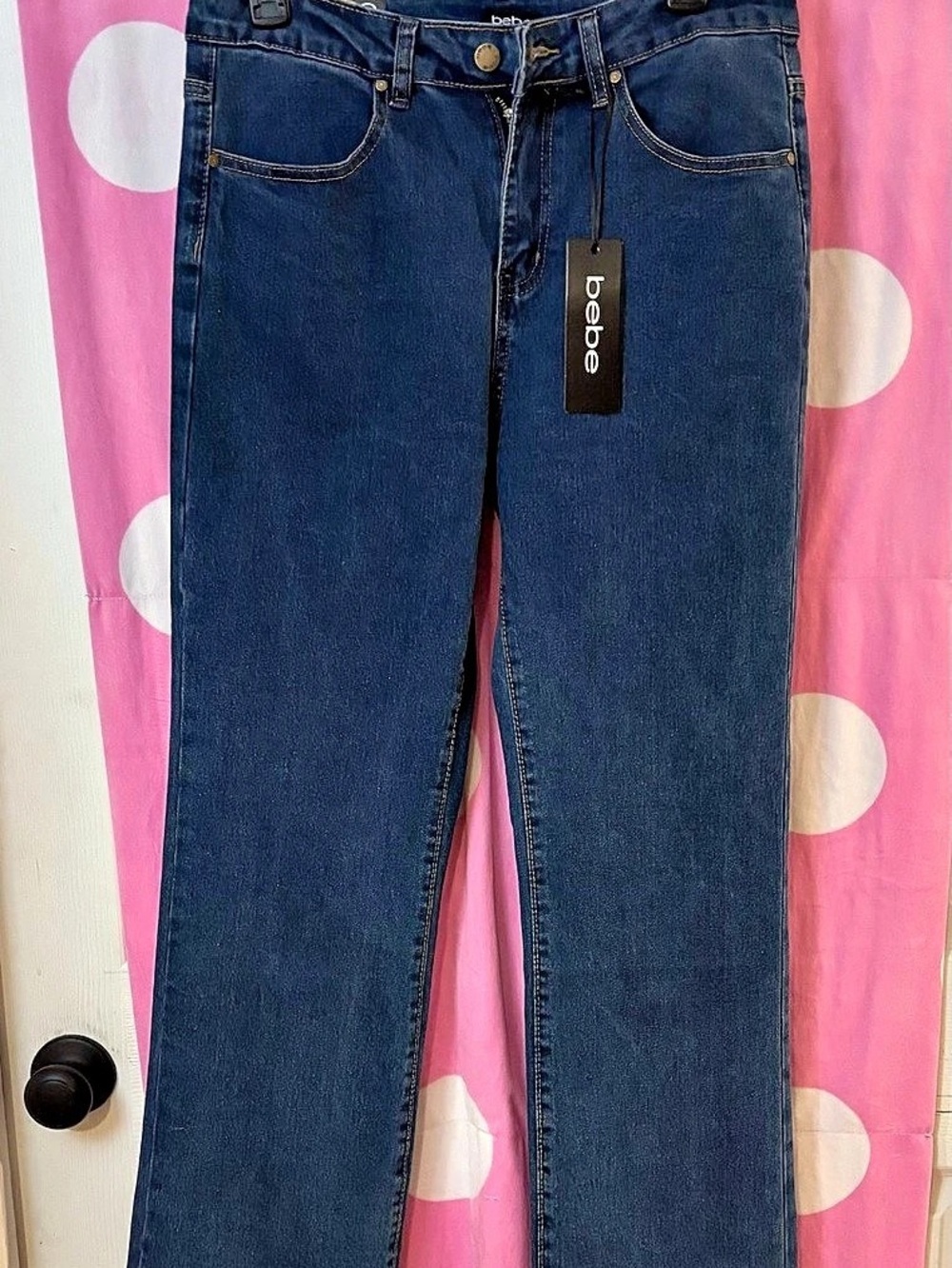 Bebe The Cuffed Jean Straight Leg Jeans in Blue Size 8/29 NWT